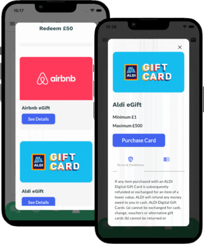 Reward-view–both Screenshot of the user profile screen, where achievements, personal information and previous rewards and recognition related to the app are shown